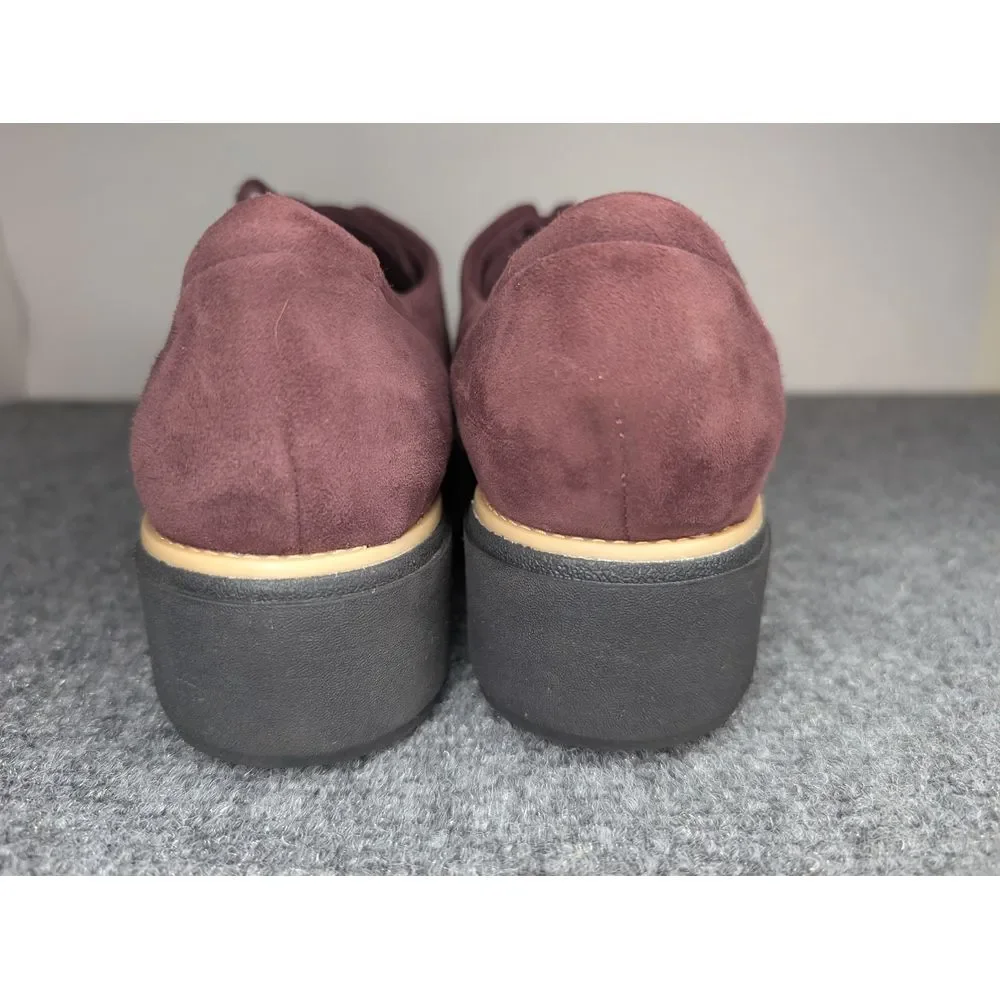 Clarks Women's Sharon Noel Oxford‎ Size 7 Platform Lace Up Shoe Burgundy Suede